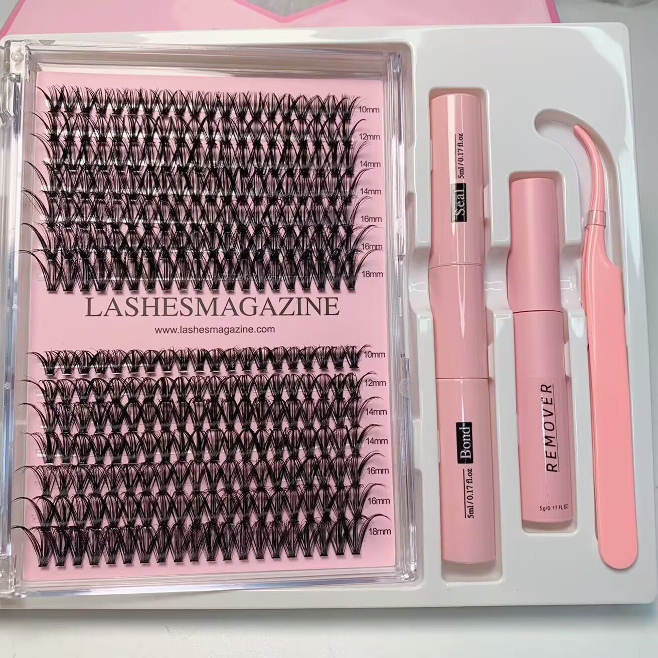 lashesmagazine 40D DIY lash extension cluster kit 280pcs russian volume D curl individual eyelash clusters,self use waterproof lash bond seal and self adhesive glue remover,eyelashes applicator,cat eye fake lashes natural volume cosmetics makeup