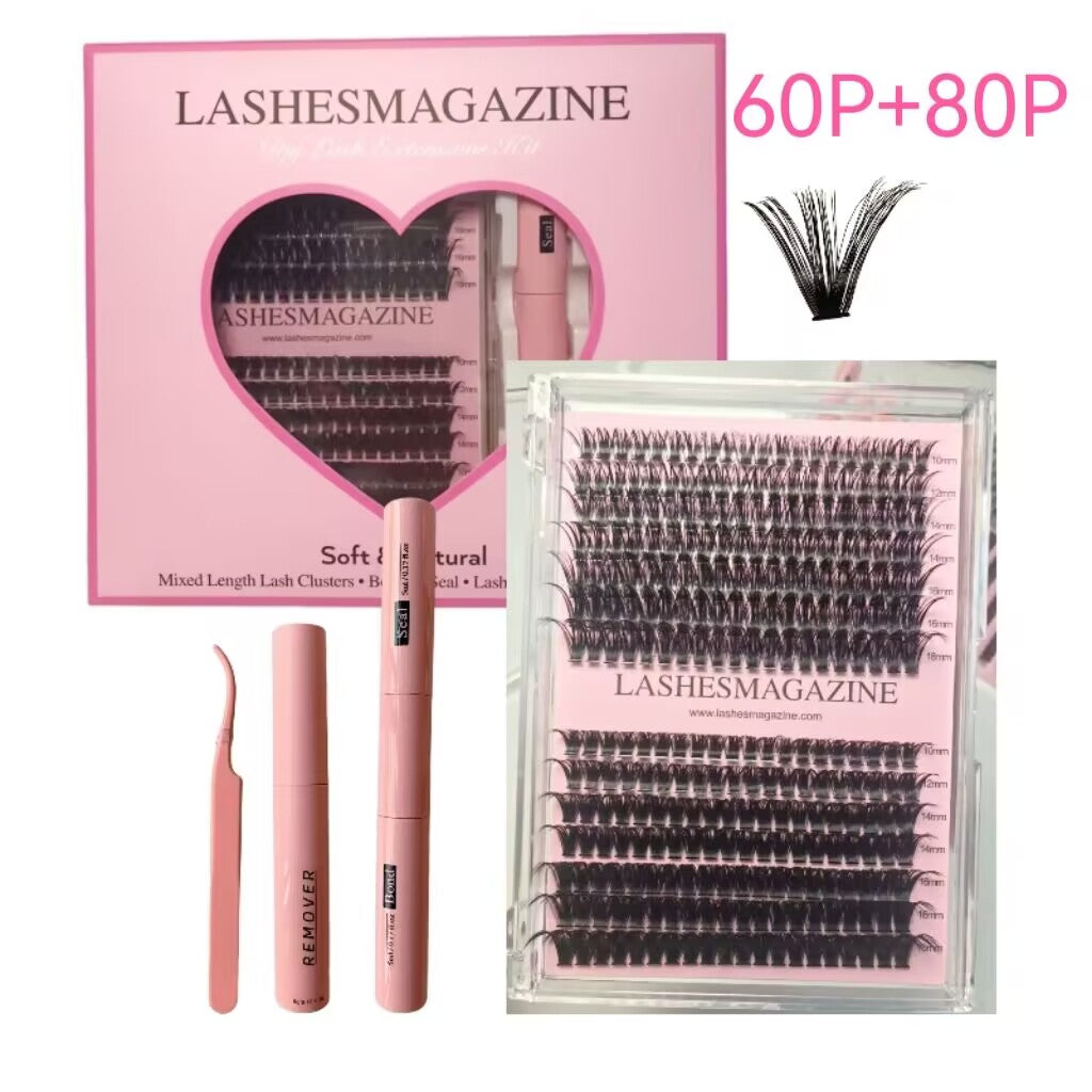 Lashesmagazine 60P 80P 280pcs DIY lash extension kit  lash clusters lashes bond and seal,Glue remover eyelash makeup False eyelashes cosmetic lash extensions cosmetics mega volume