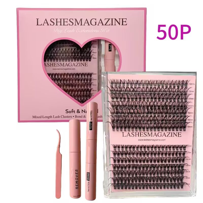 DIY Lash Extensions Kit,50P mega volume 280pcs Lash Clusters Eyelash Extension Kit Bond And Seal Glue Remover Applicator False Eyelashes Christmas  Gift