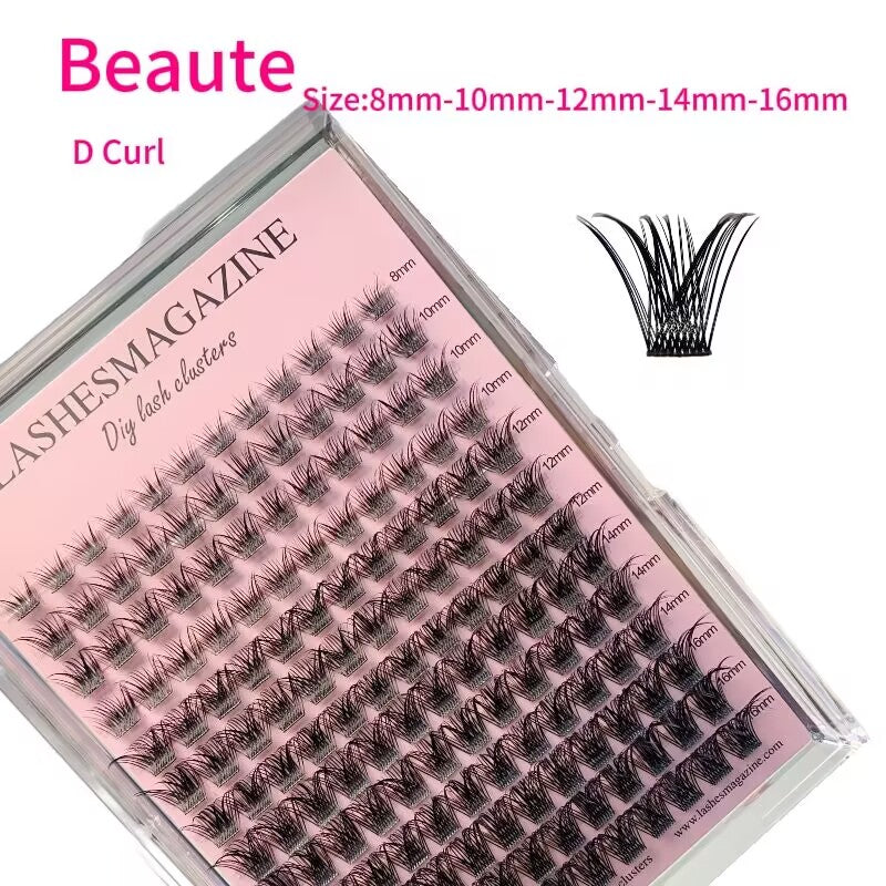 Lashesmagazine DIY Lash Extensions Clusters Kit,182pcs BEAUTE Eyelash Extensions Kit,Waterproof False Eyelashes with Bond and Seal,Glue Remover,Christmas Gift Lash Applicator ,Cosmetic at home