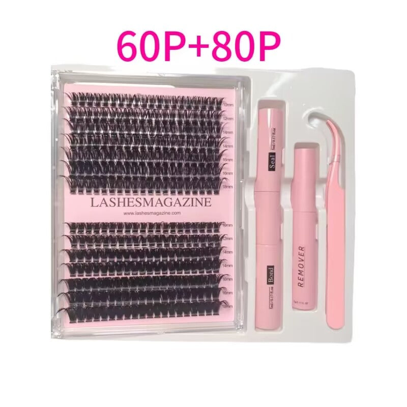 Lashesmagazine 60P 80P 280pcs DIY lash extension kit  lash clusters lashes bond and seal,Glue remover eyelash makeup False eyelashes cosmetic lash extensions cosmetics mega volume