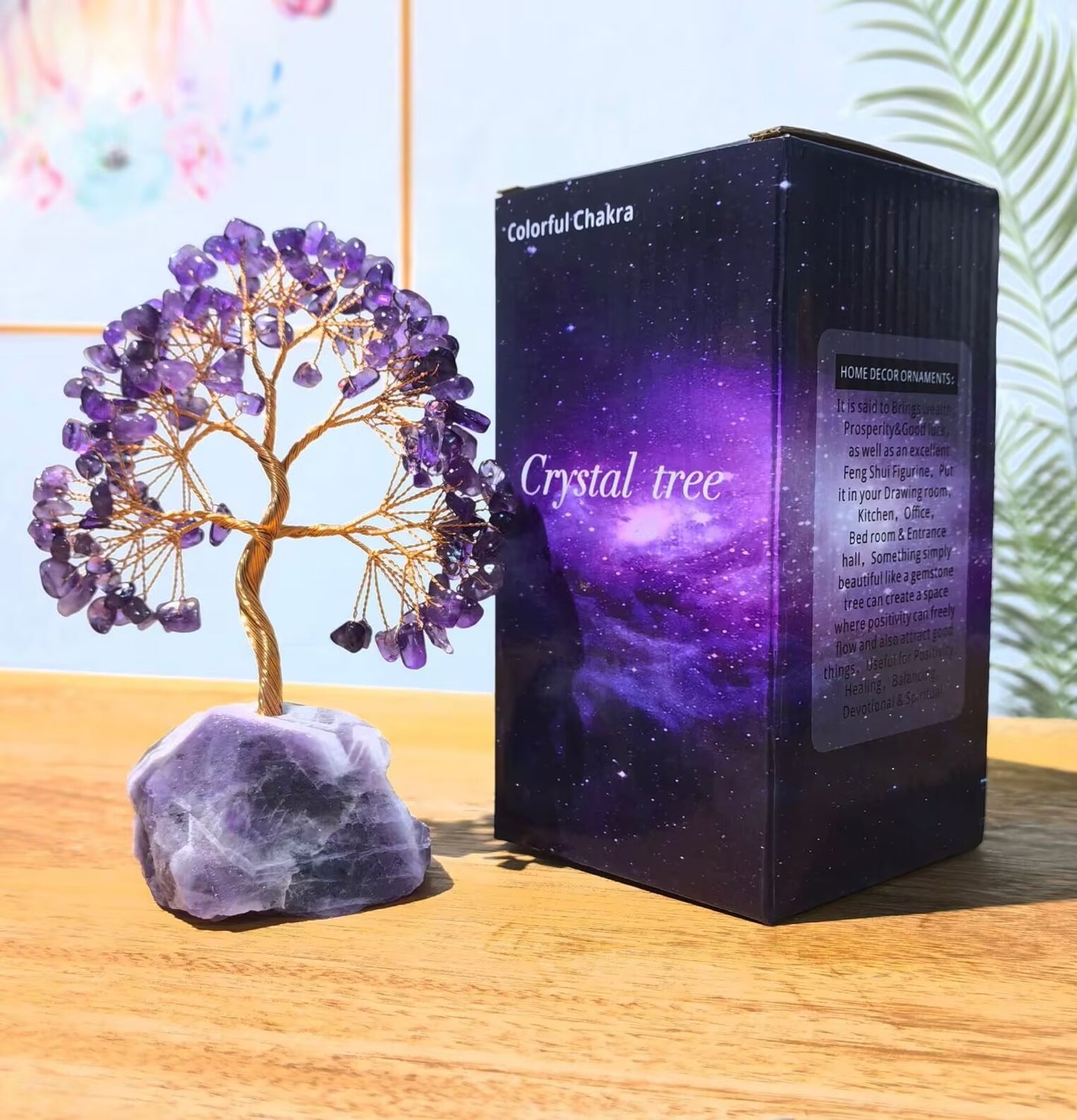 Amethyst Crystal  Feng Shui Tree Money Bonsai Style Gemstone Decoration Ornaments Home Office Table  Spiritual Healing Stones