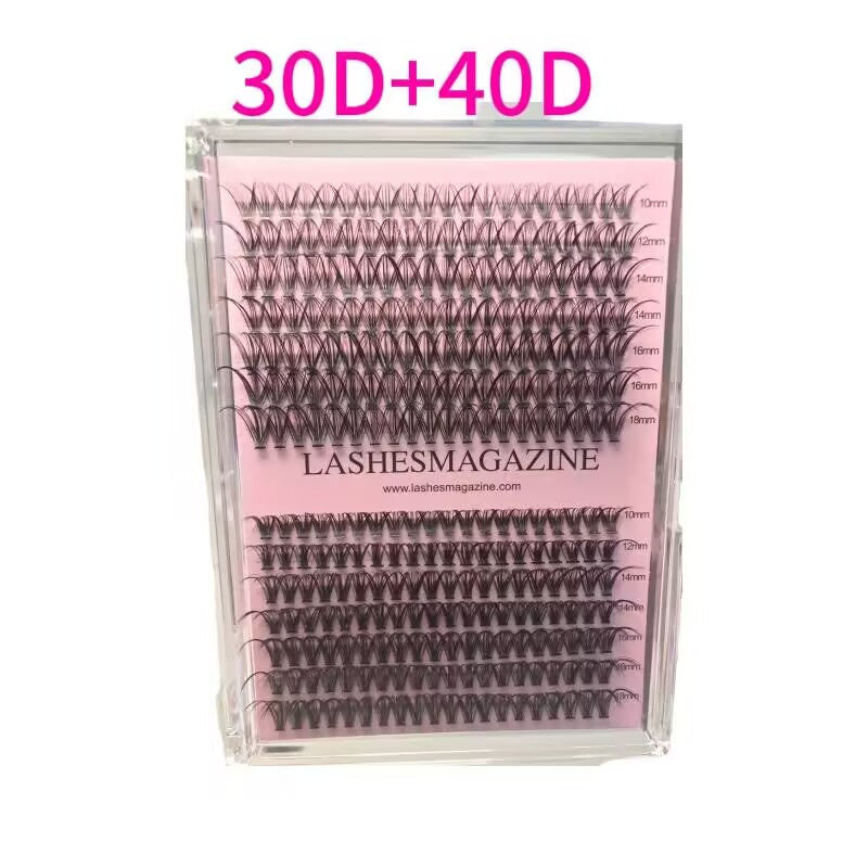 Lashesmagazine 30D 40D DIY lash extension cluster kit 280pcs russian volume D curl individual eyelash clusters,self use waterproof lash bond seal and self adhesive glue remover,eyelashes applicator,cat eye fake lashes natural volume cosmetics makeup