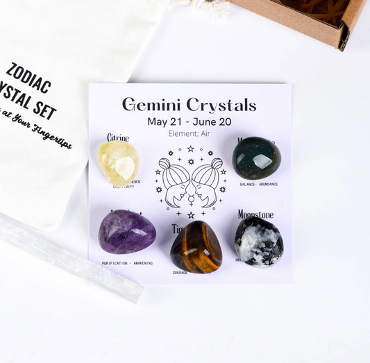 GEMINI-12 zodiac signs tumbled energy crystals packs ,healing gemstones