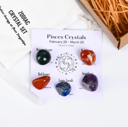 PISCES-12 zodiac signs tumbled energy crystals packs ,healing gemstones