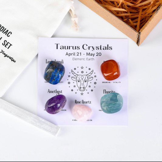 TAURUS--12 zodiac signs tumbled  crystals kits ,healing gemstones